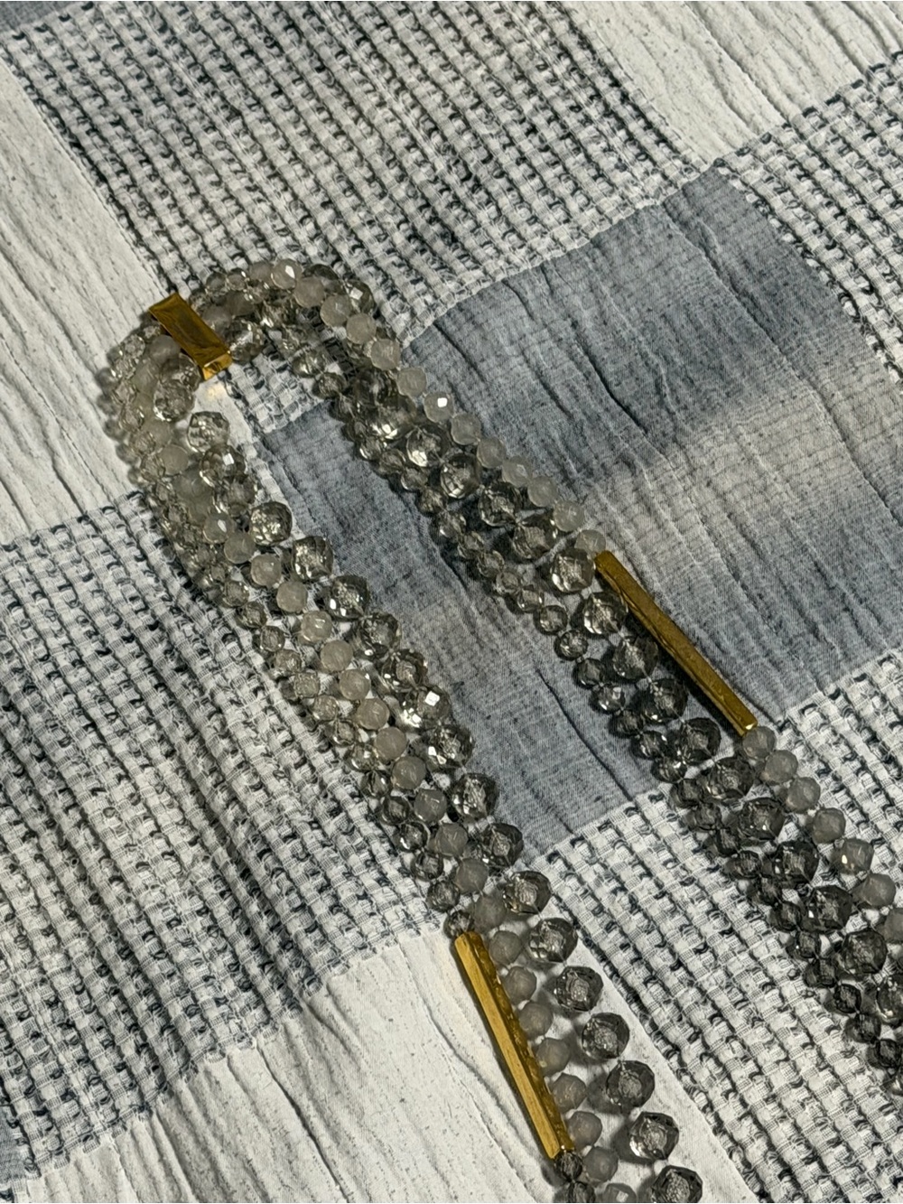 Lafayette 148 Multi-Strand Gray and Brown Beaded Necklace with Gold Accents - Picture 4 of 5